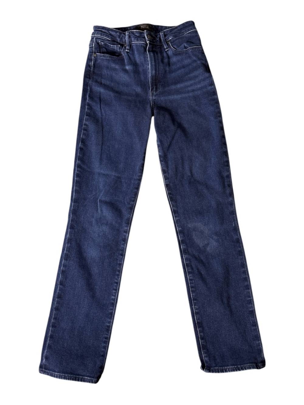 Paige Cindy High Rise Straight Jeans In Dark Indigo Blue Moon Wash 27